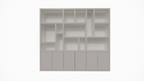 Madrid Regal - 280x40x240H cm - 5cm Fachbodenstärke - schlankes Design - 6 grifflose Push-to-Open-Türen - offene Regale