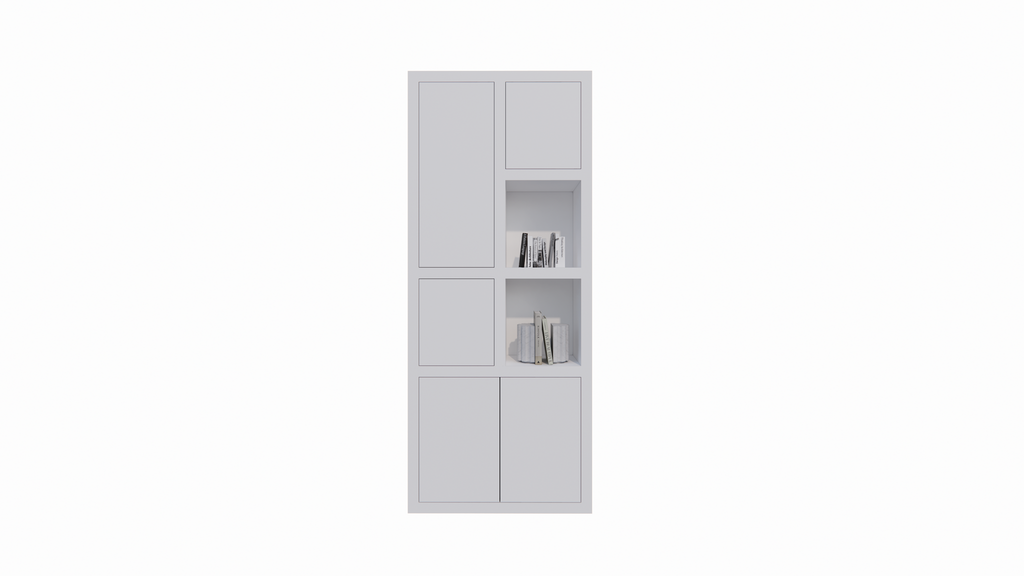 Bücherregal Mafra 01 - 100x40x240H cm - 6cm Fachbodenstärke - geschlossene Türen im Hängeschrank