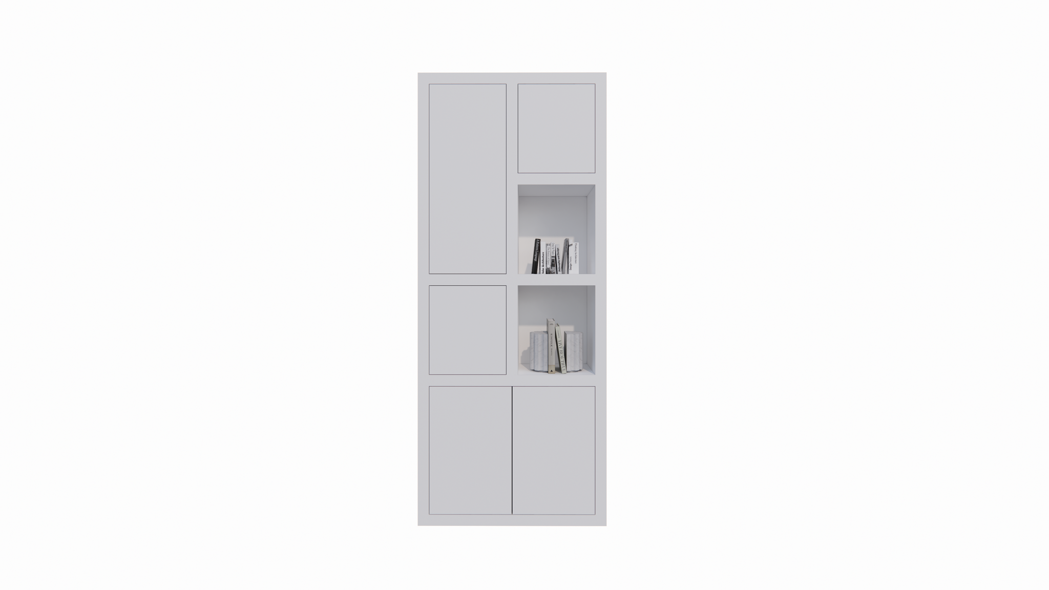 Bücherregal Mafra 01 - 100x40x240H cm - 6cm Fachbodenstärke - geschlossene Türen im Hängeschrank