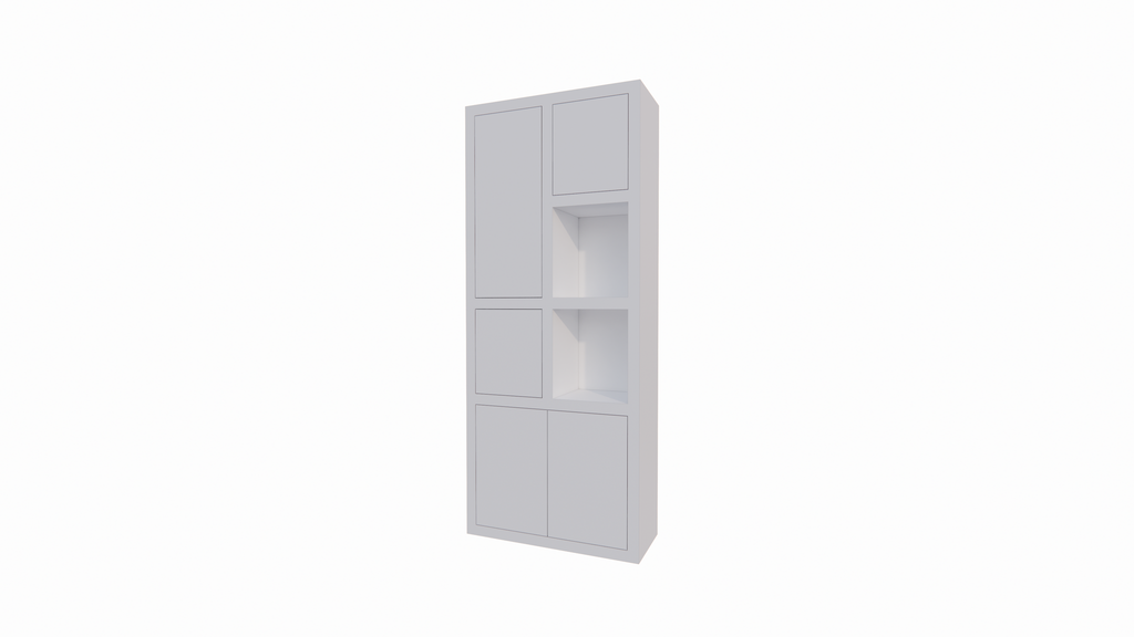Bücherregal Mafra 01 - 100x40x240H cm - 6cm Fachbodenstärke - geschlossene Türen im Hängeschrank