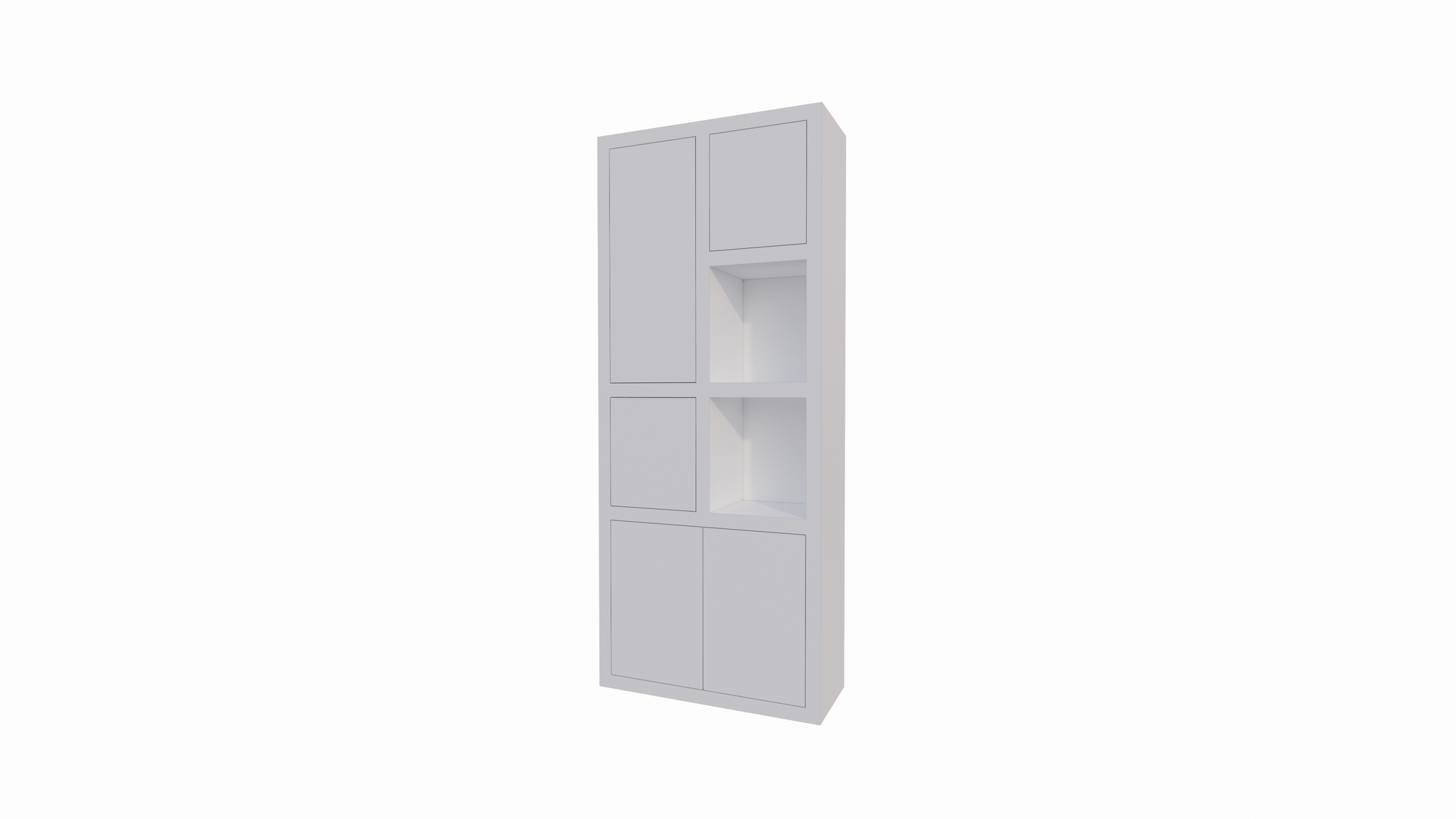 Bücherregal Mafra 01 - 100x40x240H cm - 6cm Fachbodenstärke - geschlossene Türen im Hängeschrank