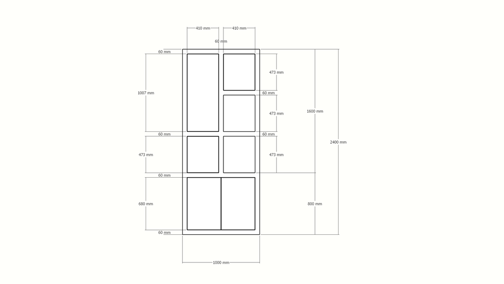 Bücherregal Mafra 01 - 100x40x240H cm - 6cm Fachbodenstärke - geschlossene Türen im Hängeschrank