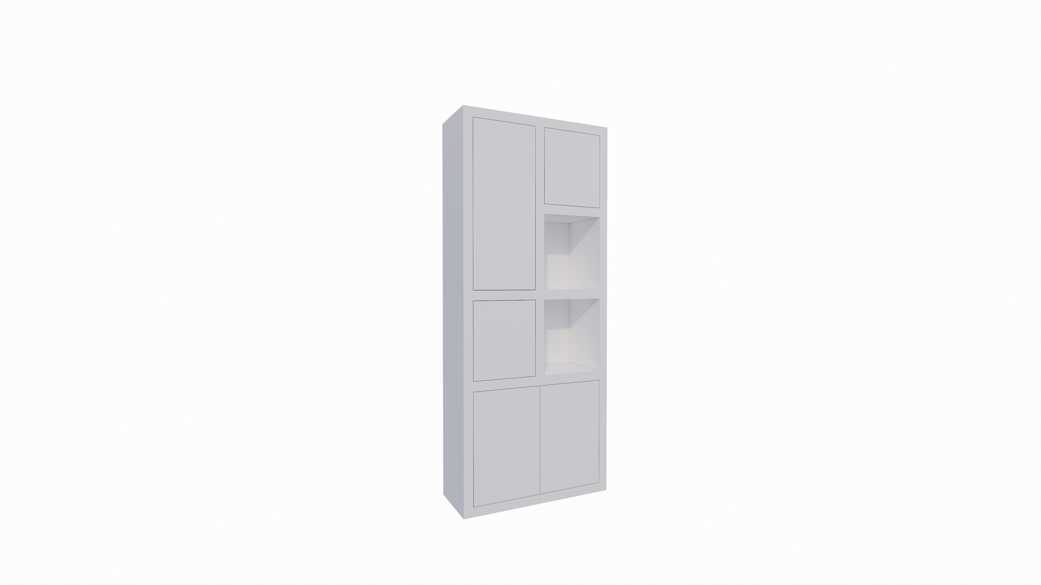 Bücherregal Mafra 01 - 100x40x240H cm - 6cm Fachbodenstärke - geschlossene Türen im Hängeschrank