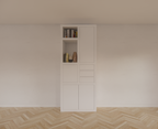 Fächerschrank Mafra 02 - 100x40x240H cm - 6cm Fachbodenstärke - geschlossene Türen im Oberschrank - mit 3 Push-to-open-Schubladen