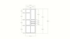 Fächerschrank Mafra 02 - 100x40x240H cm - 6cm Fachbodenstärke - geschlossene Türen im Oberschrank - mit 3 Push-to-open-Schubladen