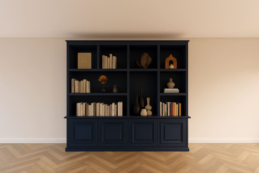Faltschrank Malediven - 250x40x240H cm - offene Einlegeböden - Push-to-open-Türen - Zierleisten