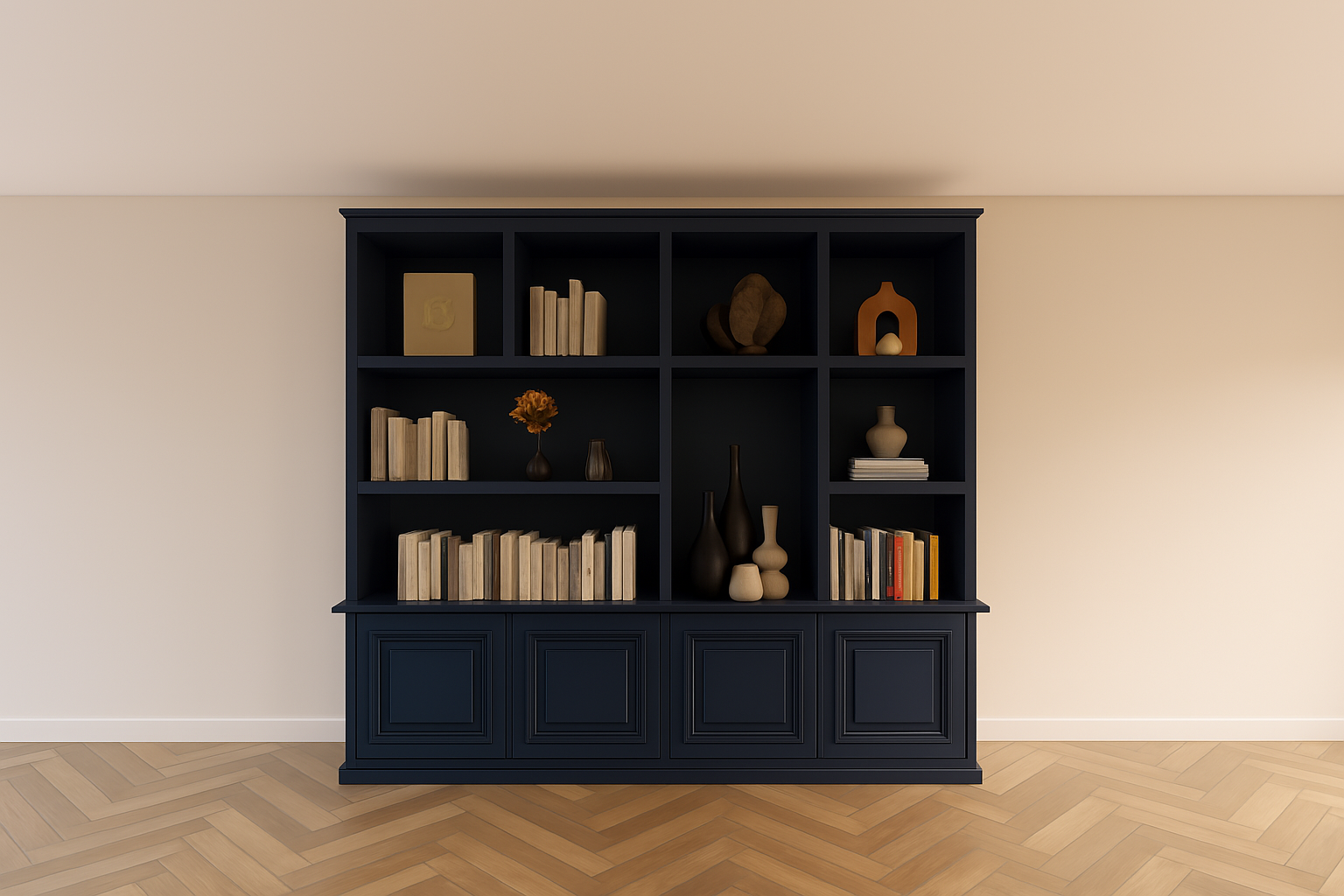 Faltschrank Malediven - 250x40x240H cm - offene Einlegeböden - Push-to-open-Türen - Zierleisten