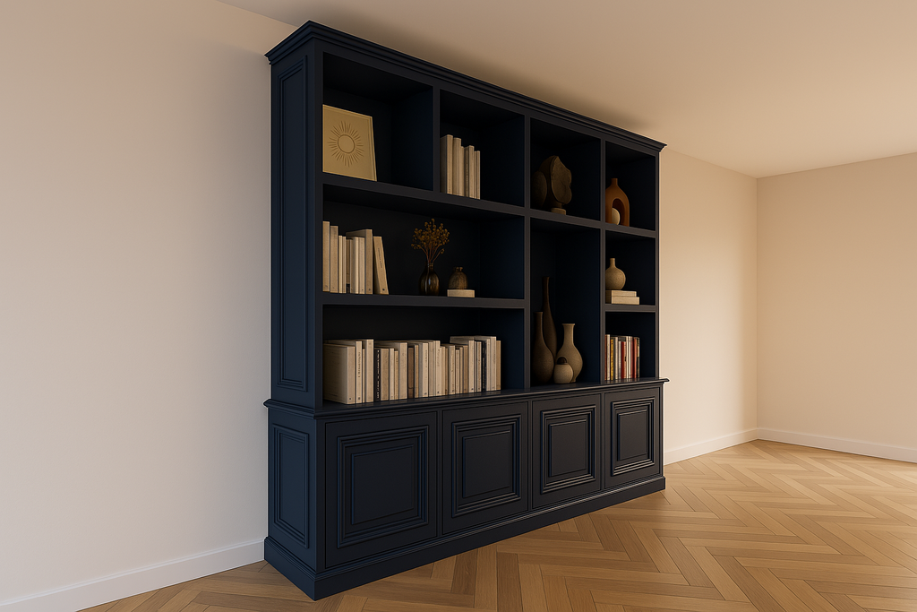 Faltschrank Malediven - 250x40x240H cm - offene Einlegeböden - Push-to-open-Türen - Zierleisten