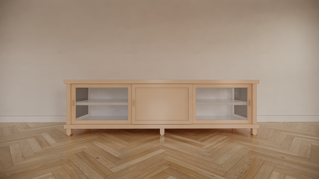 TV-Sideboard Manaus - 200x50x50H cm - 3 Schiebetüren - teilweise Glas - auf Füßen - schlankes Design