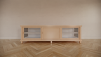 TV-Sideboard Manaus - 200x50x50H cm - 3 Schiebetüren - teilweise Glas - auf Füßen - schlankes Design