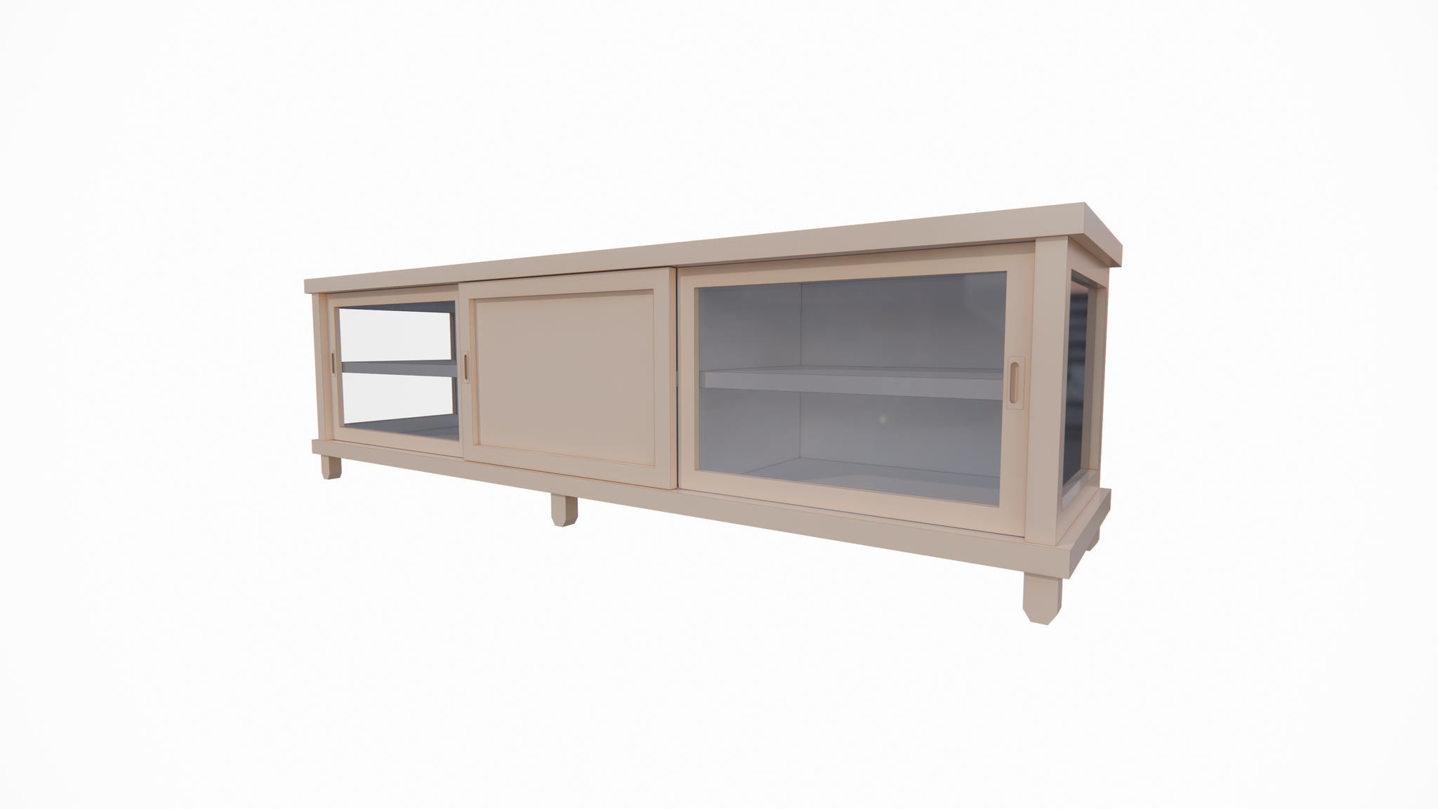 TV-Sideboard Manaus - 200x50x50H cm - 3 Schiebetüren - teilweise Glas - auf Füßen - schlankes Design