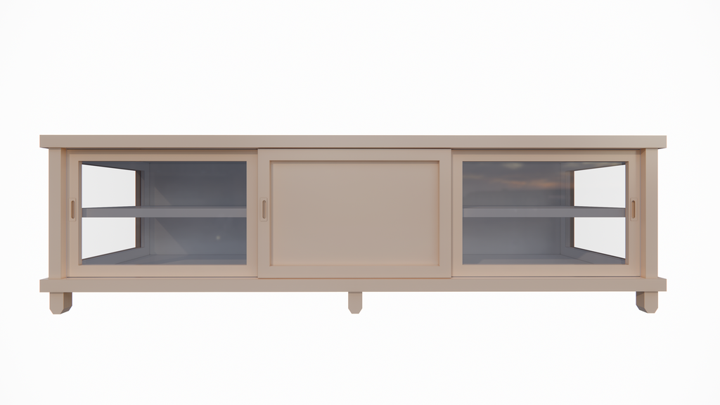 TV-Sideboard Manaus - 200x50x50H cm - 3 Schiebetüren - teilweise Glas - auf Füßen - schlankes Design