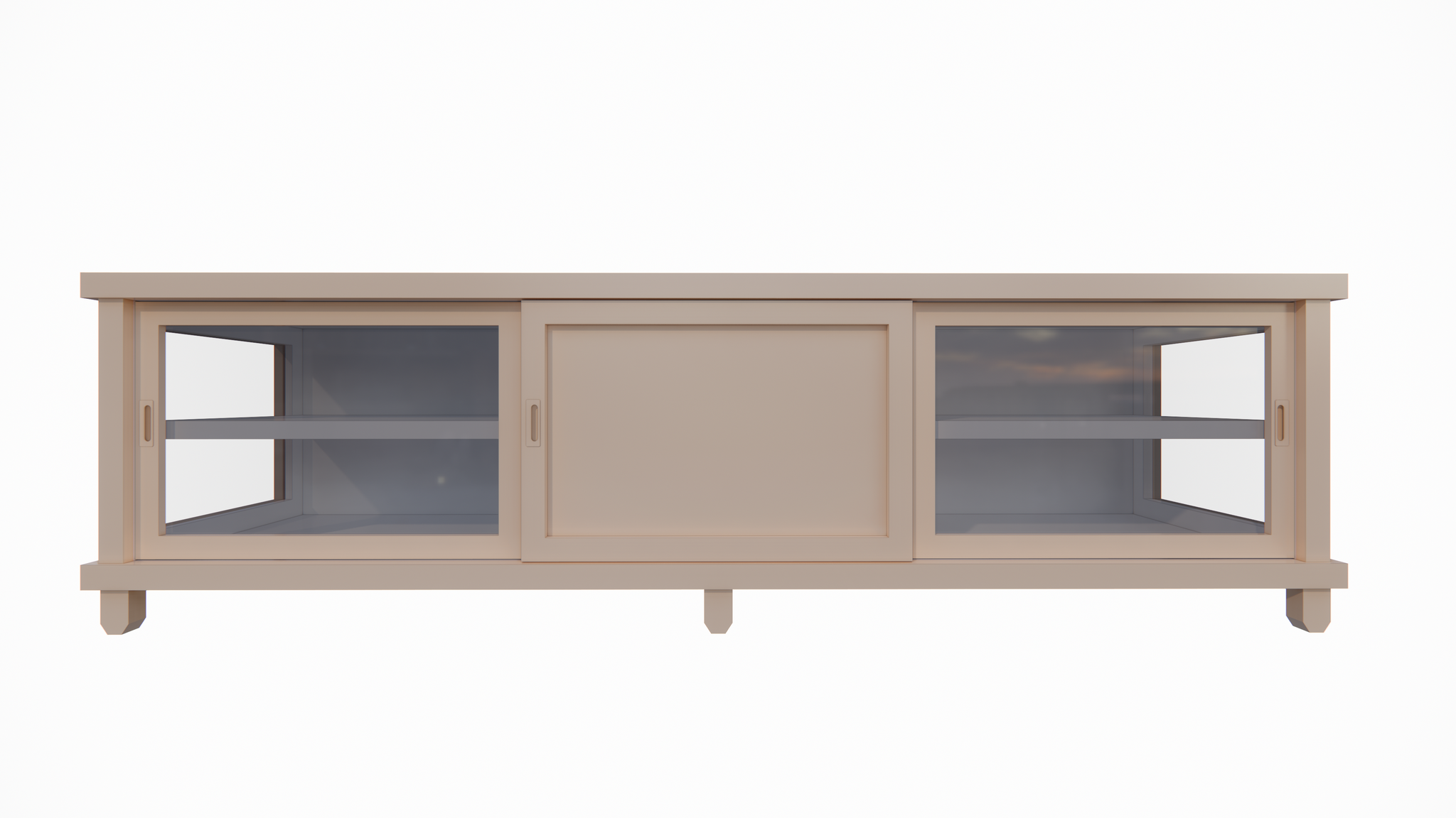 TV-Sideboard Manaus - 200x50x50H cm - 3 Schiebetüren - teilweise Glas - auf Füßen - schlankes Design