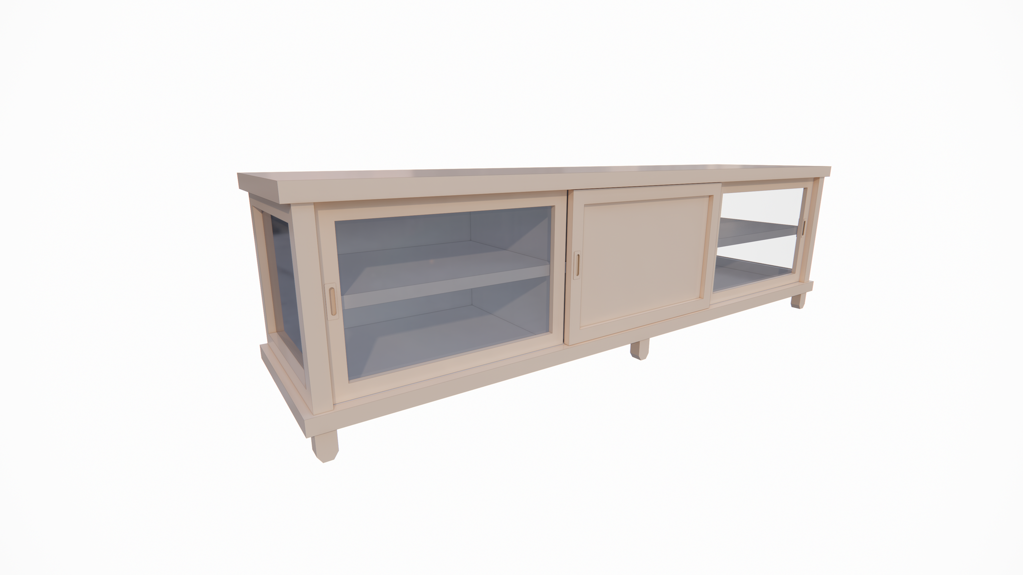 TV-Sideboard Manaus - 200x50x50H cm - 3 Schiebetüren - teilweise Glas - auf Füßen - schlankes Design