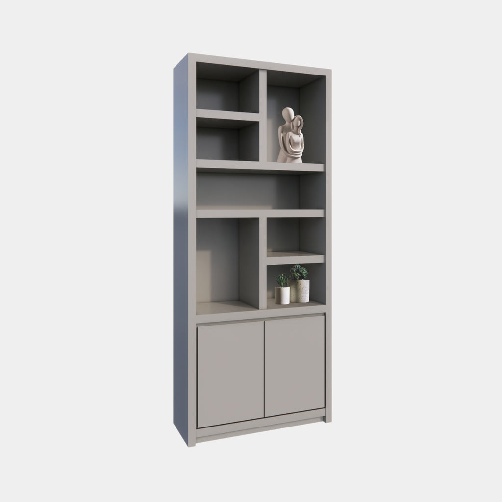 Regal Manhattan 02 - 100x40x240H cm - schlankes Design - 2 grifflose Push-to-open-Türen - offene Einlegeböden - 5cm Bodenstärke