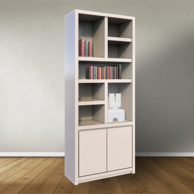 Regal Manhattan 02 - 100x40x240H cm - schlankes Design - 2 grifflose Push-to-open-Türen - offene Einlegeböden - 5cm Bodenstärke