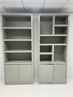 Regal Manhattan 02 - 100x40x240H cm - schlankes Design - 2 grifflose Push-to-open-Türen - offene Einlegeböden - 5cm Bodenstärke