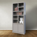 Regal Manhattan 02 - 100x40x240H cm - schlankes Design - 2 grifflose Push-to-open-Türen - offene Einlegeböden - 5cm Bodenstärke