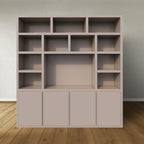 Manhattan 05 Fächerschrank - 220x40x240H cm - schlankes Design - 4 push-to-open Türen - offene Fächer - Cinewall - mit TV Kabelloch - grifflose Türen - 5cm Fachbodenstärke