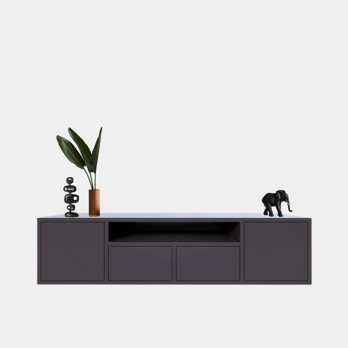 TV-Sideboard Manhattan 09 - 200x40x50H cm - schlankes Design - 4 grifflose Türen - push to open - offenes Fach - mit Kabelloch