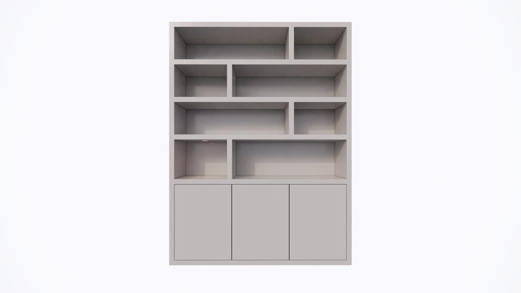 Manhattan 11 Regal - 180x40x240H cm - dichtes Design - offene Regale - 3 grifflose Push-to-Open-Türen - 5cm Fachbodenstärke