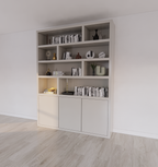 Manhattan 11 Regal - 180x40x240H cm - dichtes Design - offene Regale - 3 grifflose Push-to-Open-Türen - 5cm Fachbodenstärke