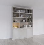 Manhattan 11 Regal - 180x40x240H cm - dichtes Design - offene Regale - 3 grifflose Push-to-Open-Türen - 5cm Fachbodenstärke