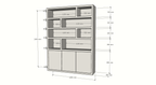Manhattan 11 Regal - 180x40x240H cm - dichtes Design - offene Regale - 3 grifflose Push-to-Open-Türen - 5cm Fachbodenstärke