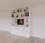 Tv/Vakkenkast Manhattan 12 - 200x40x240H cm - Cinewall - TV-Fach - offene Einlegeböden - schlankes Design - 5cm Einlegebodenstärke - 4 grifflose push to open Türen