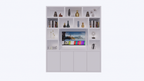 Tv/Vakkenkast Manhattan 12 - 200x40x240H cm - Cinewall - TV-Fach - offene Einlegeböden - schlankes Design - 5cm Einlegebodenstärke - 4 grifflose push to open Türen