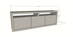 Manhattan 10 TV Sideboard - 180x40x60H cm - schlankes Design - 3 grifflose push-to-open Türen - offenes Zwischenfach