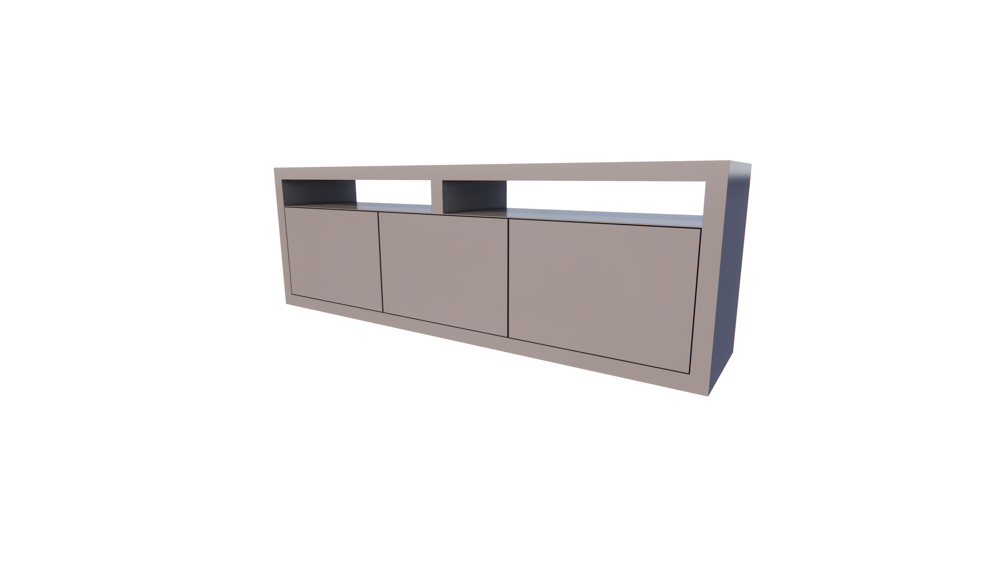 Manhattan 10 TV Sideboard - 180x40x60H cm - schlankes Design - 3 grifflose push-to-open Türen - offenes Zwischenfach