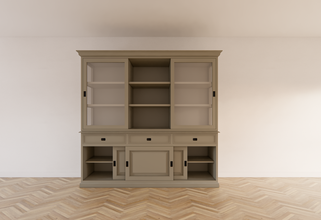 Buffetschrank Manisa - 220x53x218H - Schiebetüren - Soft-Close-Schubladen - Landhausstil