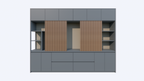 Fächerschrank Maputo - 320x40x240H cm - Eichenpaneele - Push-to-open-Türen - schlichte Ausführung