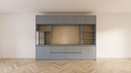 Fächerschrank Maputo - 320x40x240H cm - Eichenpaneele - Push-to-open-Türen - schlichte Ausführung