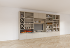 Marle Fachschrank - 490x40x260H - (Preis auf Anfrage) - Kamin - Weinregal - push to open Türen - 5cm Fachbodenstärke