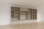 Marle Fachschrank - 490x40x260H - (Preis auf Anfrage) - Kamin - Weinregal - push to open Türen - 5cm Fachbodenstärke