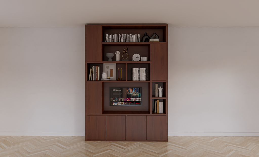 Fächerschrank Marrakesch - 180c40x256H cm - Push-to-Open-Türen - Eiche-Dekor - schlichte Ausführung - offene Fächer