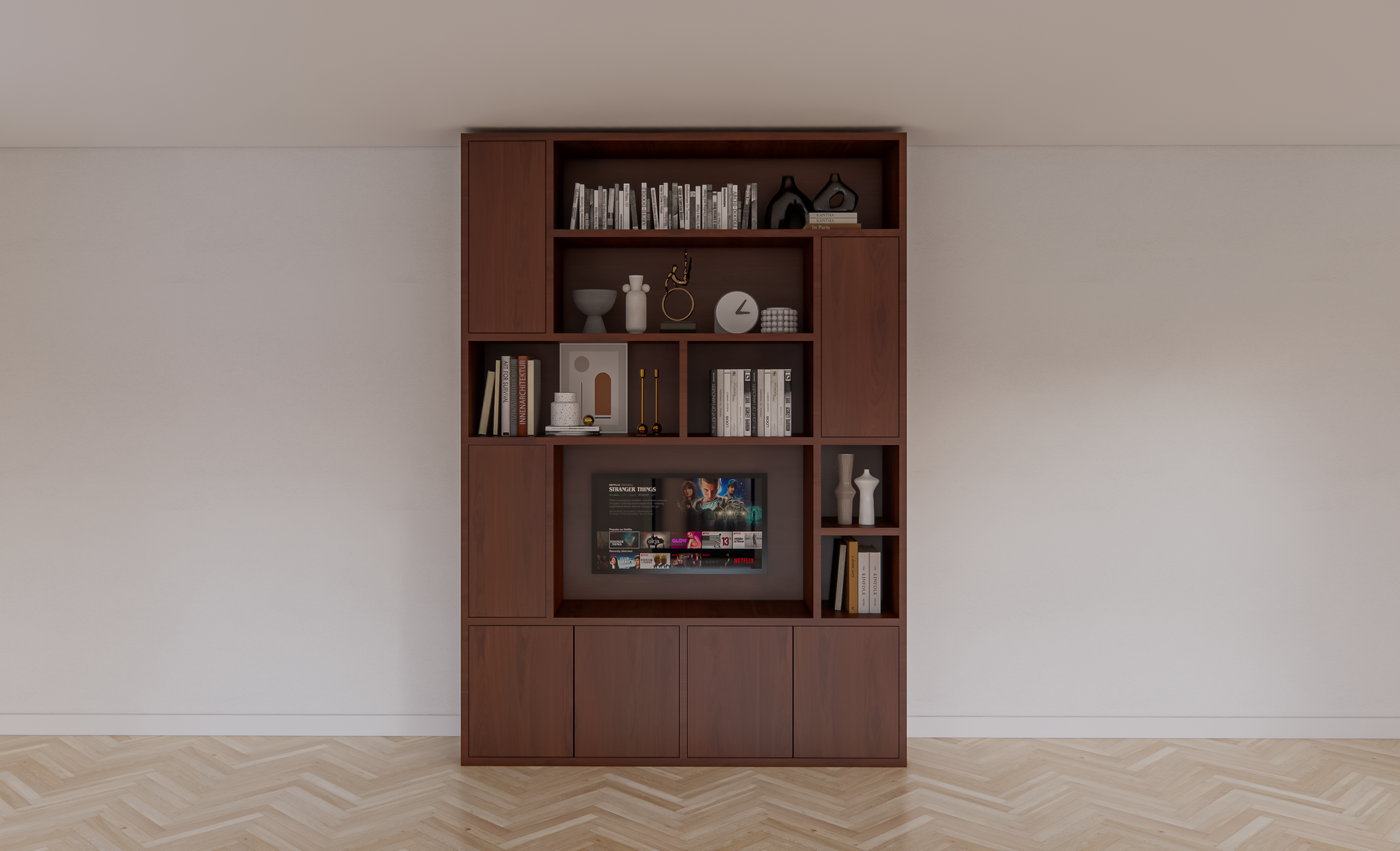 Fächerschrank Marrakesch - 180c40x256H cm - Push-to-Open-Türen - Eiche-Dekor - schlichte Ausführung - offene Fächer