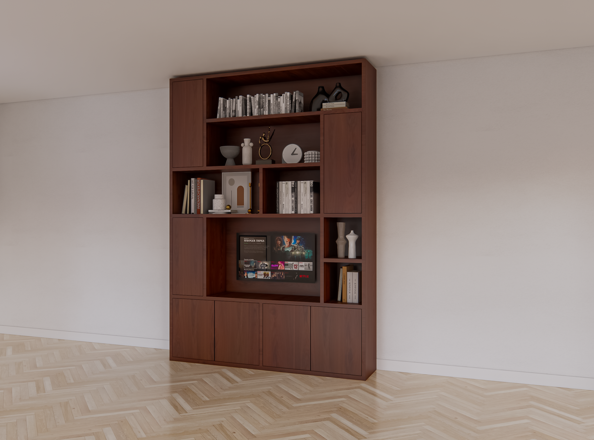 Fächerschrank Marrakesch - 180c40x256H cm - Push-to-Open-Türen - Eiche-Dekor - schlichte Ausführung - offene Fächer