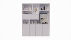 Regal Mastella - 2M - 200x35x235H cm - Klapptür im Oberschrank - offene Regale - schlankes Design - 4 push-to-open Türen - 4cm Fachbodenstärke