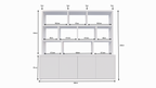 Fächerschrank Corsica - 280x20/40x240H cm - 5cm Fachbodenstärke - push-to-open Türen - offene Fächer - ohne Rückwand - schlichte Ausführung