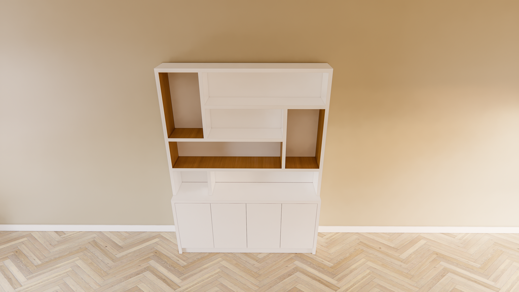 Matera Fächerschrank - 180x30/40x240H cm - teilweise Eiche innen - push-to-open Türen - schlankes Design