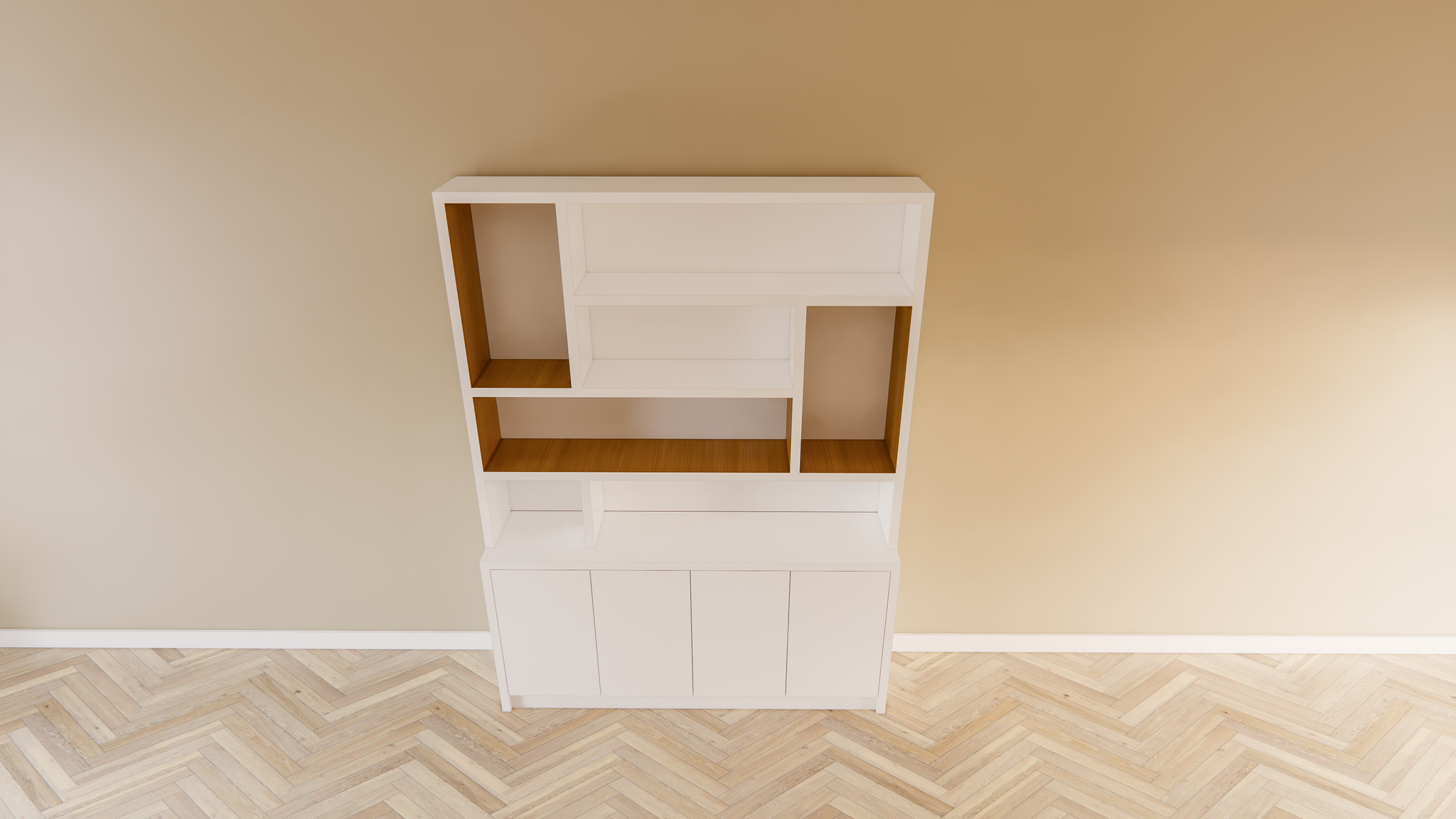 Matera Fächerschrank - 180x30/40x240H cm - teilweise Eiche innen - push-to-open Türen - schlankes Design