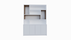 Matera Fächerschrank - 180x30/40x240H cm - teilweise Eiche innen - push-to-open Türen - schlankes Design