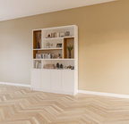 Matera Fächerschrank - 180x30/40x240H cm - teilweise Eiche innen - push-to-open Türen - schlankes Design