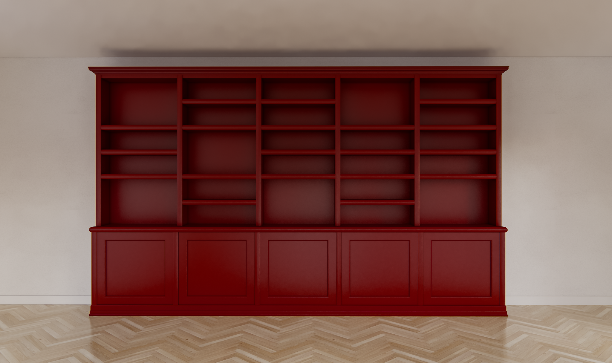 Bücherregal Mayto - 400x40x240H cm - push-to-open Türen - klassisch/gerade