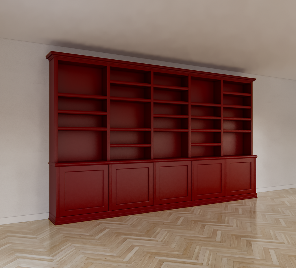 Bücherregal Mayto - 400x40x240H cm - push-to-open Türen - klassisch/gerade