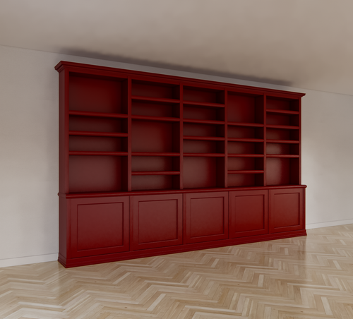 Bücherregal Mayto - 400x40x240H cm - push-to-open Türen - klassisch/gerade