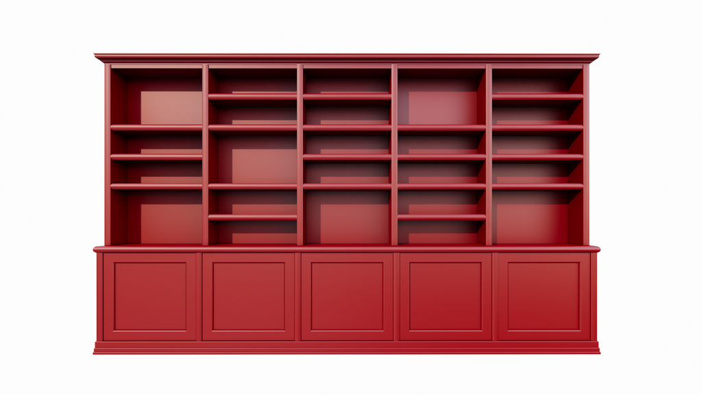 Bücherregal Mayto - 400x40x240H cm - push-to-open Türen - klassisch/gerade